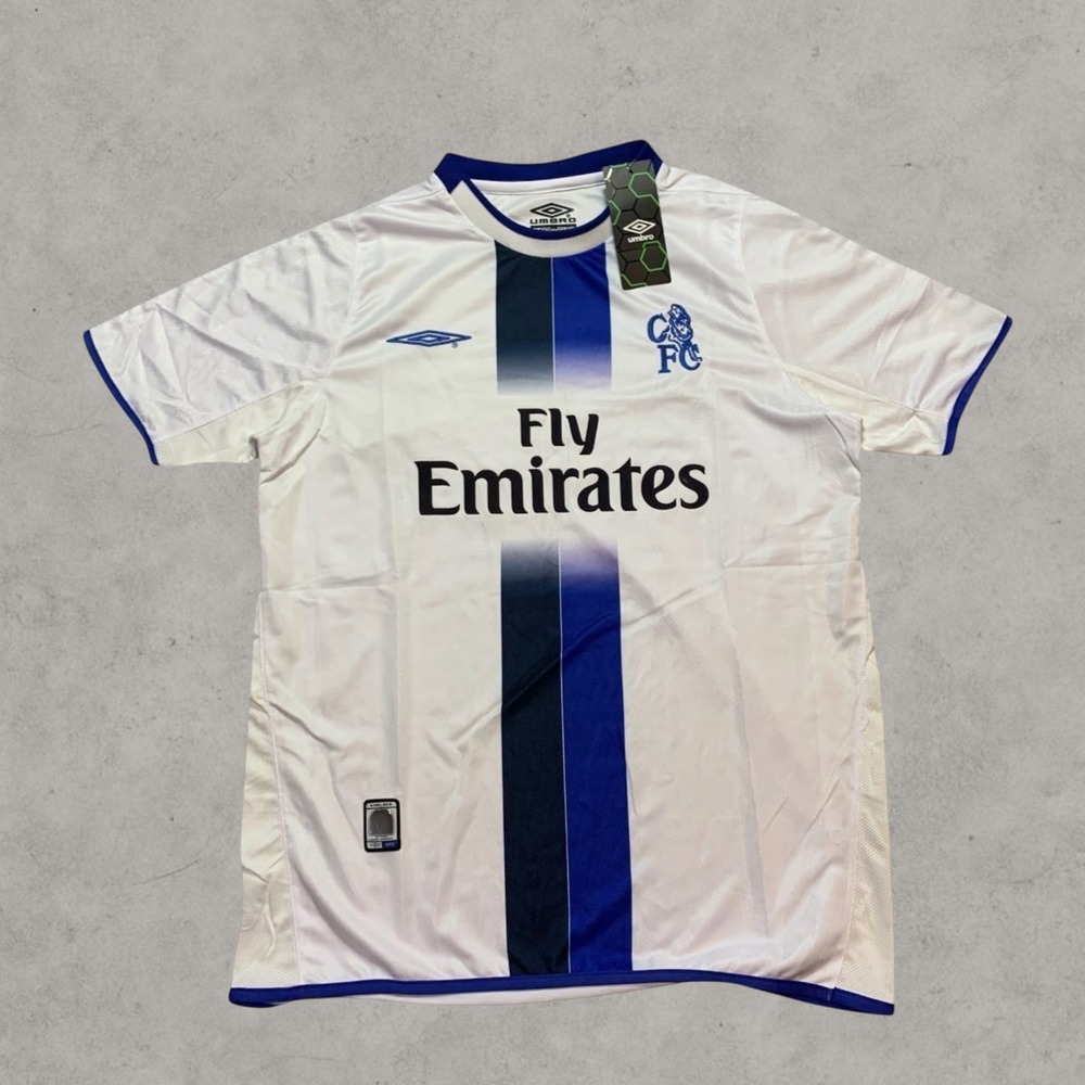 Umbro Chelsea FC 2004-05 Away Jersey White Blue Fly Emirates Mens XL NEW